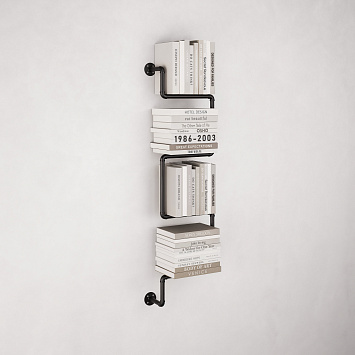 Полка для книг в стиле Лофт Larvij, 320x1150x130 мм, черный, PIPE18BL Фото 2