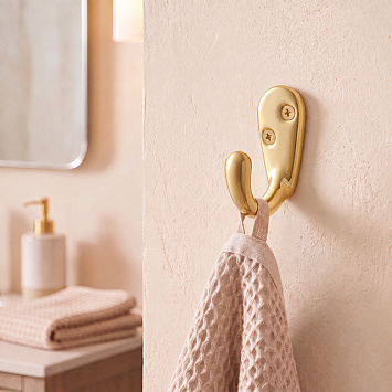 Крючок одинарный маленький Larvij, 15x45x40 мм, золото, LK0101GO Фото 2